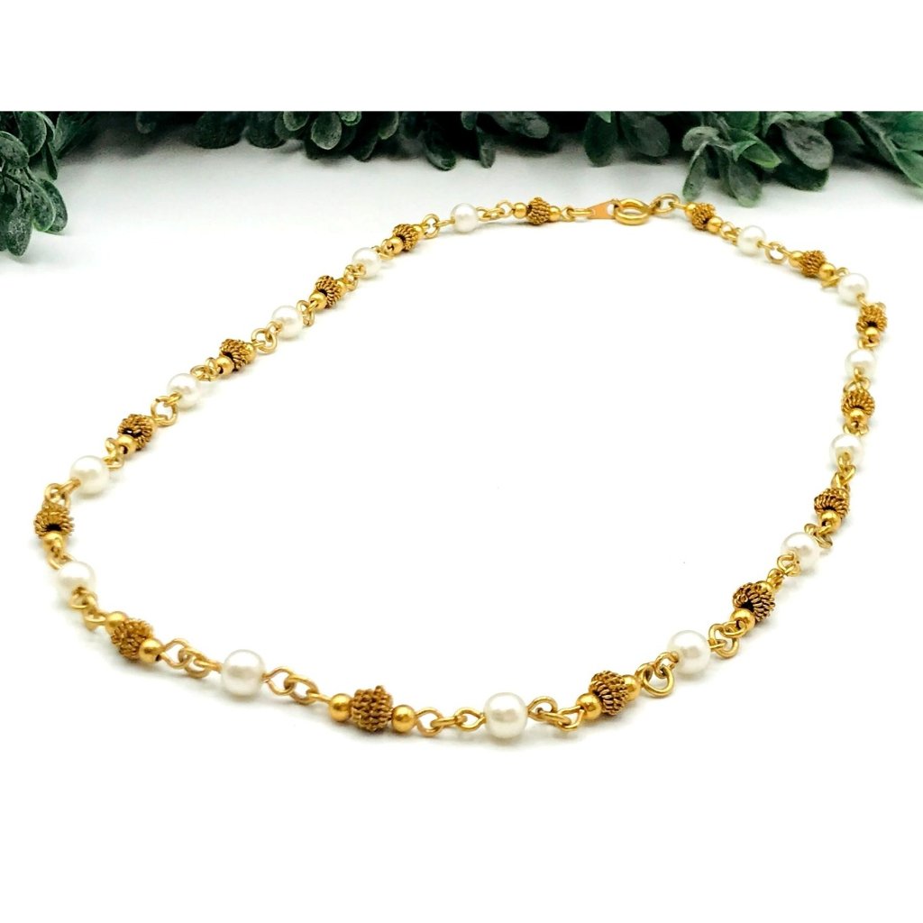 Vintage GoldTone  Faux Pearl Beaded Necklace With Lobster Clasp